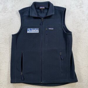 Patagonia Vest Mens Medium Navy Synchilla Full Zip Fleece Pockets Outdoor Hiking